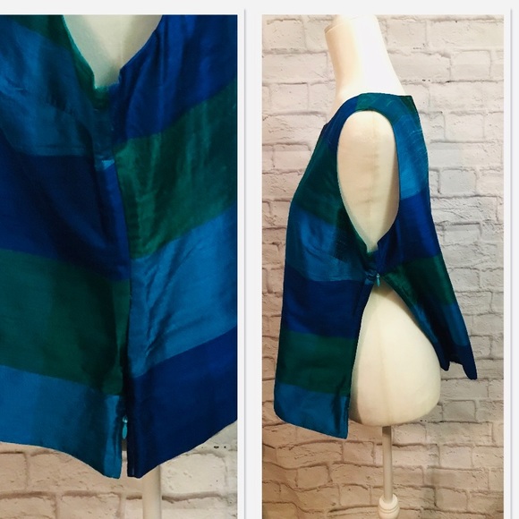 Talbots Sleeveless raw silk top (EUC) - Picture 4 of 11